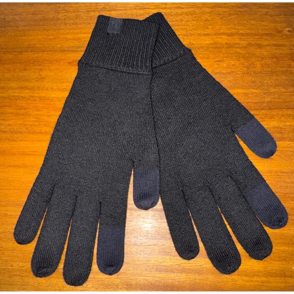 Lululemon Warm Revelation Gloves Black Merino Wool Blend Tech Friendly Large NEW